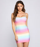 Rainbow Tie Dye Mesh Mini Dress helps create the best bachelorette party outfit or the bride's sultry bachelorette dress for a look that slays!