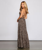 Fiercely Stylish Lace-Up Leopard Maxi Dress is a trendy pick to create 2023 festival outfits, festival dresses, outfits for concerts or raves, and complete your best party outfits!