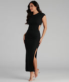 Essential High Slit Ribbed Knit Maxi Dress for Prom, Bridesmaids, Wedding Guests, Formals Military Balls, and Homecoming 2022