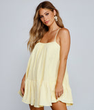 Effortless Flowy A-Line Mini Dress creates the perfect spring wedding guest dress or cocktail attire with stylish details in the latest trends for 2023!