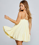Effortless Flowy A-Line Mini Dress creates the perfect spring wedding guest dress or cocktail attire with stylish details in the latest trends for 2023!