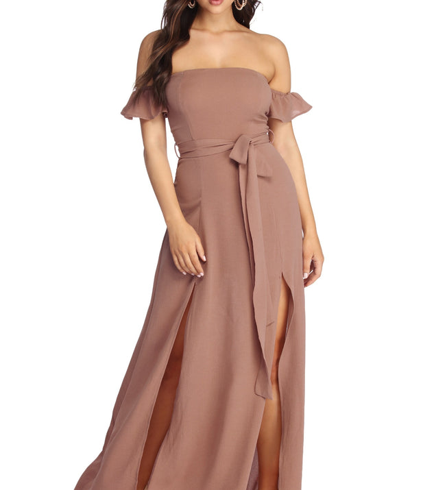 Flowy Vibes Maxi Dress is a stunning choice for a bridesmaid dress or maid of honor dress, and to feel beautiful at Homecoming 2023, fall or winter weddings, formals, & military balls!