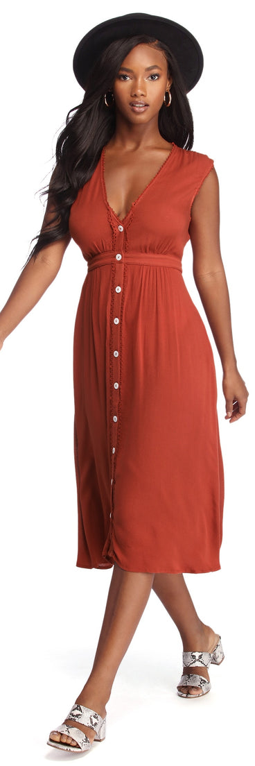 Beauty In Linen Midi Dress