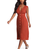 Beauty In Linen Midi Dress