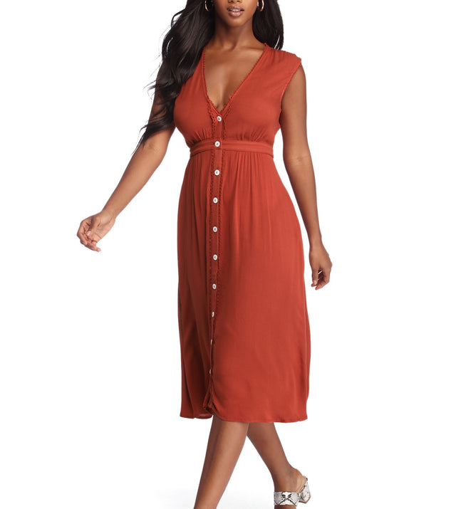 Beauty In Linen Midi Dress