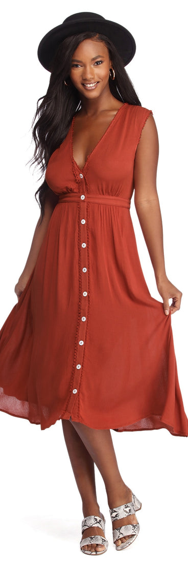 Beauty In Linen Midi Dress