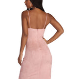 Slay In Faux Suede Ruched Dress