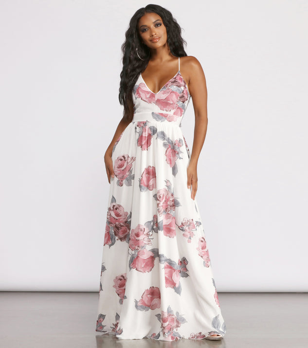 Bloom With Beauty Maxi Dress is a stunning choice for a bridesmaid dress or maid of honor dress, and to feel beautiful at Homecoming 2023, fall or winter weddings, formals, & military balls!