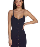 Button Knit Up Mini Dress