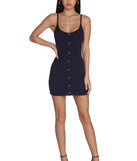 Button Knit Up Mini Dress