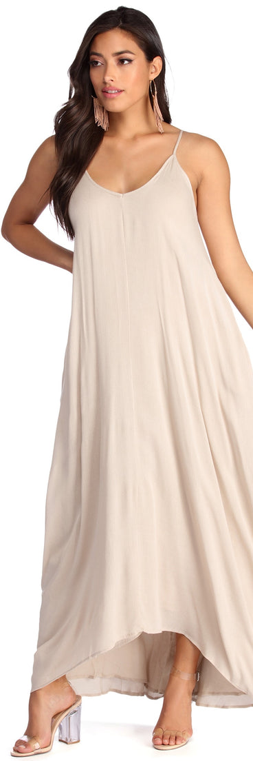 Casual Cutie Linen Maxi Dress for 2022 festival outfits, festival dress, outfits for raves, concert outfits, and/or club outfits