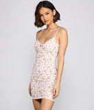 Charming Florals Ribbed Knit Mini Dress for Prom, Bridesmaids, Wedding Guests, Formals Military Balls, and Homecoming 2022