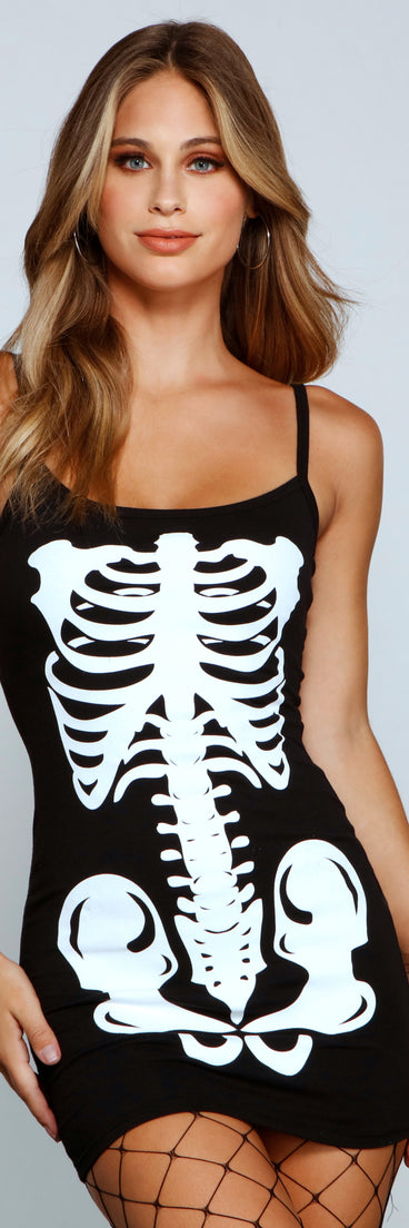 Glam Ghoul Skeleton Print Mini Dress | Windsor Glam Ghoul Skeleton Print Mini Dress | Windsor