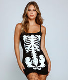 You’ll make a statement in Glam Ghoul Skeleton Print Mini Dress as an NYE club dress, a tight dress for holiday parties, sexy clubwear, or a sultry bodycon dress for that fitted silhouette.