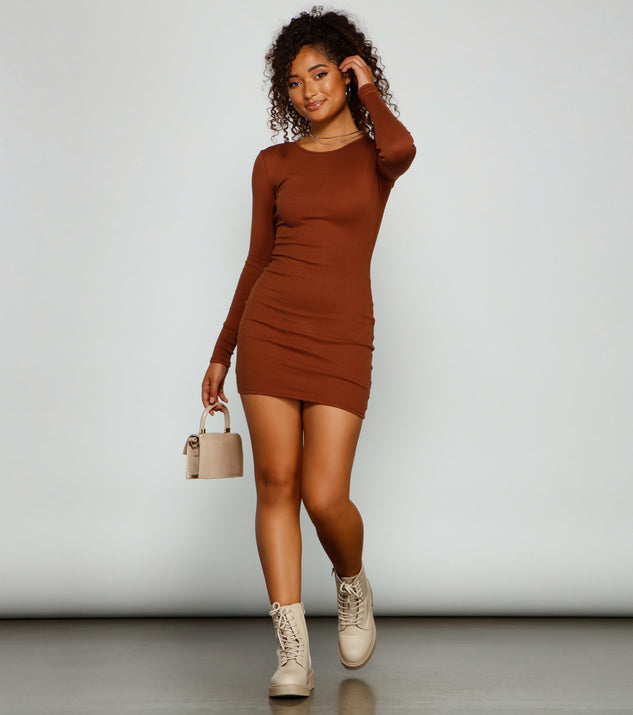 Chic Basic Long Sleeve Mini Dress for Homecoming 2022, Winter Formal Dances, Holiday Dress, Military Balls, Bridesmaids, Wedding Guests, and Prom