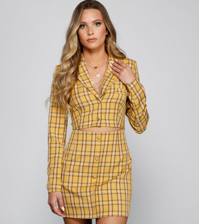 Get A Clue Plaid Blazer Dress