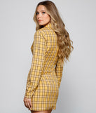 Get A Clue Plaid Blazer Dress