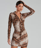 Stun In Snake Print Button-Down Dress for 2022 festival outfits, festival dress, outfits for raves, concert outfits, and/or club outfits