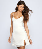 The Minimal Satin High Slit Mini Dress