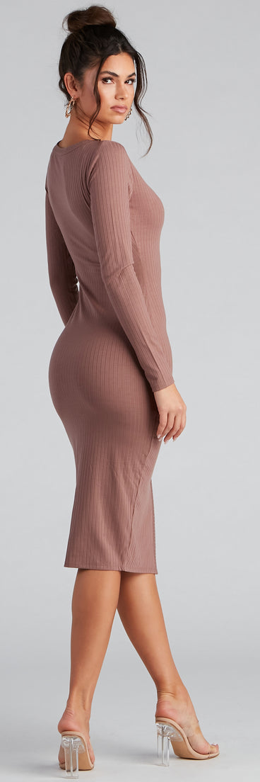 Cute As A Button V-Neck Midi Dress