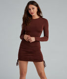 Ruched Babe Long Sleeve Mini Dress