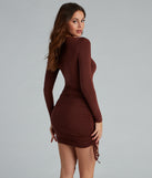 Ruched Babe Long Sleeve Mini Dress