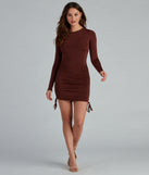 Ruched Babe Long Sleeve Mini Dress