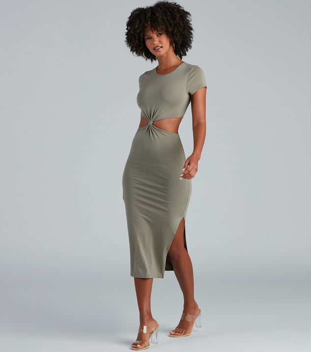 Thinking About Knit Cutout Midi Dress is a trendy pick to create 2023 festival outfits, festival dresses, outfits for concerts or raves, and complete your best party outfits!