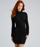 You’ll make a statement in Ruched Babe Mock Neck Bodycon Dress as an NYE club dress, a tight dress for holiday parties, sexy clubwear, or a sultry bodycon dress for that fitted silhouette.