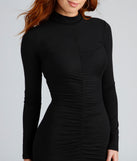 Ruched Babe Mock Neck Bodycon Dress