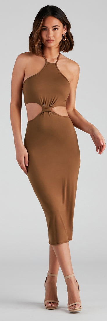 Knott Love Halter Cutout Midi Dress