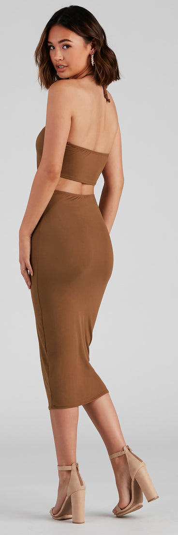Knott Love Halter Cutout Midi Dress