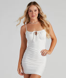 Falling For Eyelet Mini Dress for Homecoming 2022, Winter Formal Dances, Holiday Dress, Military Balls, Bridesmaids, Wedding Guests, and Prom