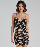 Winter Florals Ruched Bodycon Dress for Prom, Bridesmaids, Wedding Guests, Formals Military Balls, and Homecoming 2022