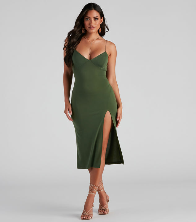 Catch Up Crepe Slip Midi Dress creates the perfect spring or summer wedding guest dress or cocktail attire with chic styles in the latest trends for 2024!