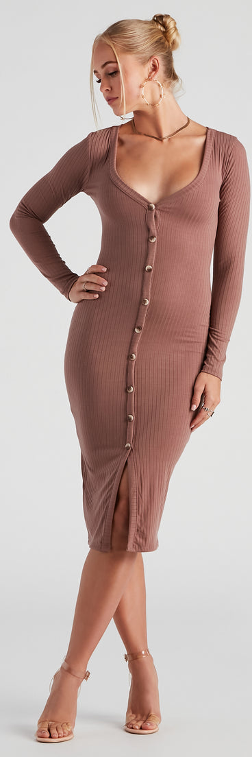 Step It Up Henley Knit Midi Dress