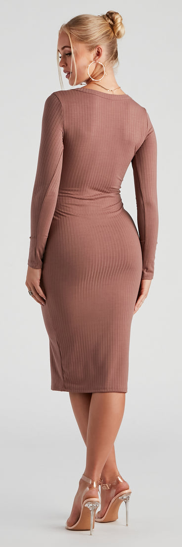 Step It Up Henley Knit Midi Dress