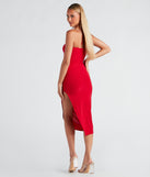 The Chain My Mind Side Slit Midi Dress is a unique party dress to help you create a look for work parties, birthdays, anniversaries, or your next 2023 celebration!