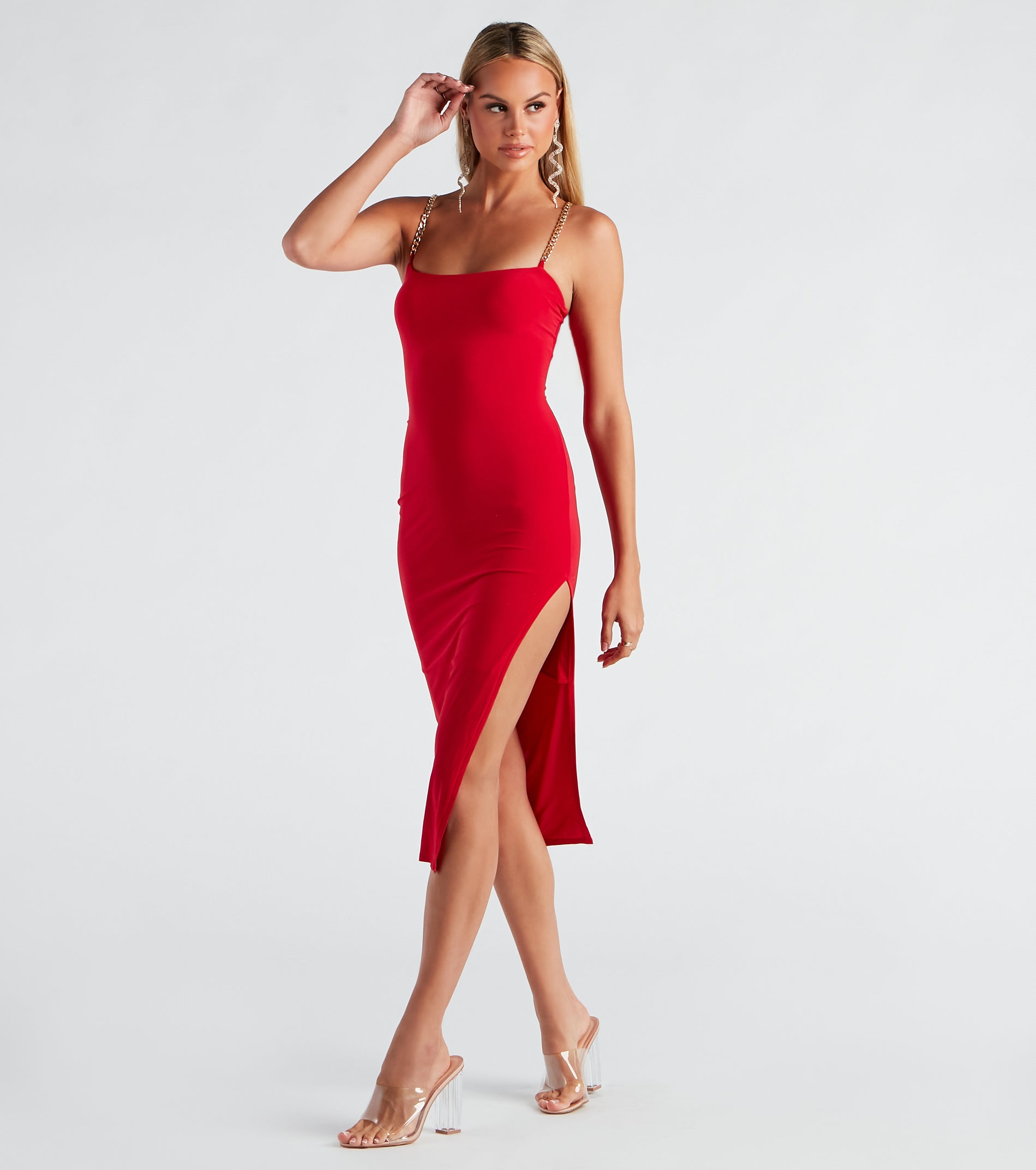 Chain My Mind Side Slit Midi Dress | Windsor