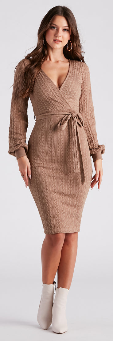 Wrap It Up Cable Knit Sweater Dress