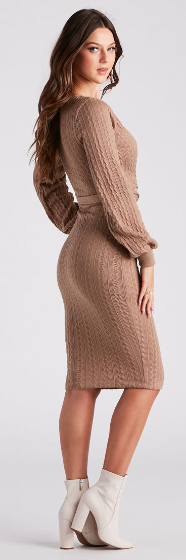 Wrap It Up Cable Knit Sweater Dress
