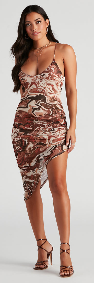 Mesmerizing Swirl Mesh Midi Dress