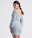 Cozy Cable Knit Tie-Front Mini Dress
