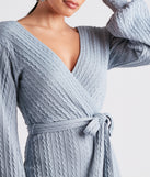 Cozy Cable Knit Tie-Front Mini Dress