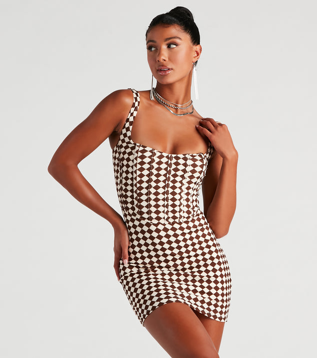 Play The Game Checker Mini Dress