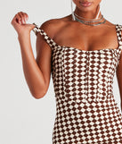 Play The Game Checker Mini Dress