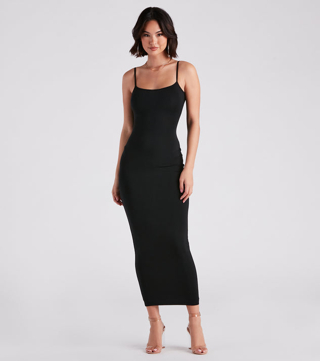 In Plain Sight Smooth Knit Maxi Dress is a trendy pick to create 2024 concert outfits, festival dresses, outfits for raves, or to complete your best party outfits or clubwear!