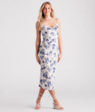 Infatuated Floral Satin Midi Dress creates the perfect summer wedding guest dress or cocktail party dresss with stylish details in the latest trends for 2023!