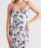 Infatuated Floral Satin Midi Dress creates the perfect summer wedding guest dress or cocktail party dresss with stylish details in the latest trends for 2023!