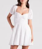 What A Sight Eyelet Lace Lace-Up Dress